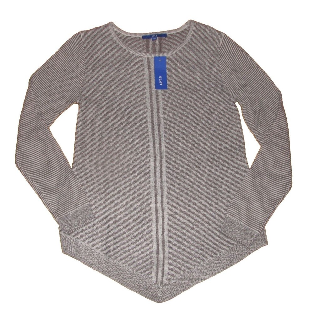 Apt 9 Heather Grey Sweater Women's Size M Striped NEW